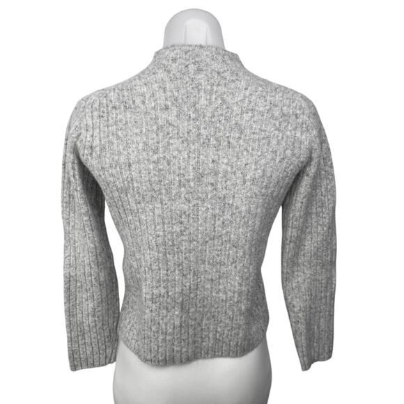Uniqlo Gray Wool Ribbed Knit Mock Neck Long Sleeve Pullover Sweater Top Size M - Picture 2 of 3